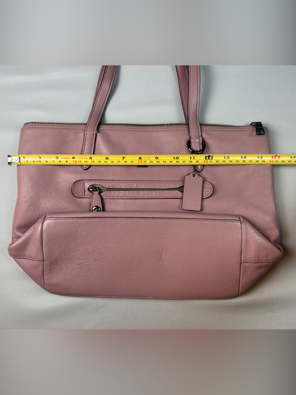 Coach Purse Dusty Rose Leather Tote Bag Over the Shoulder - Picture 4 of 14